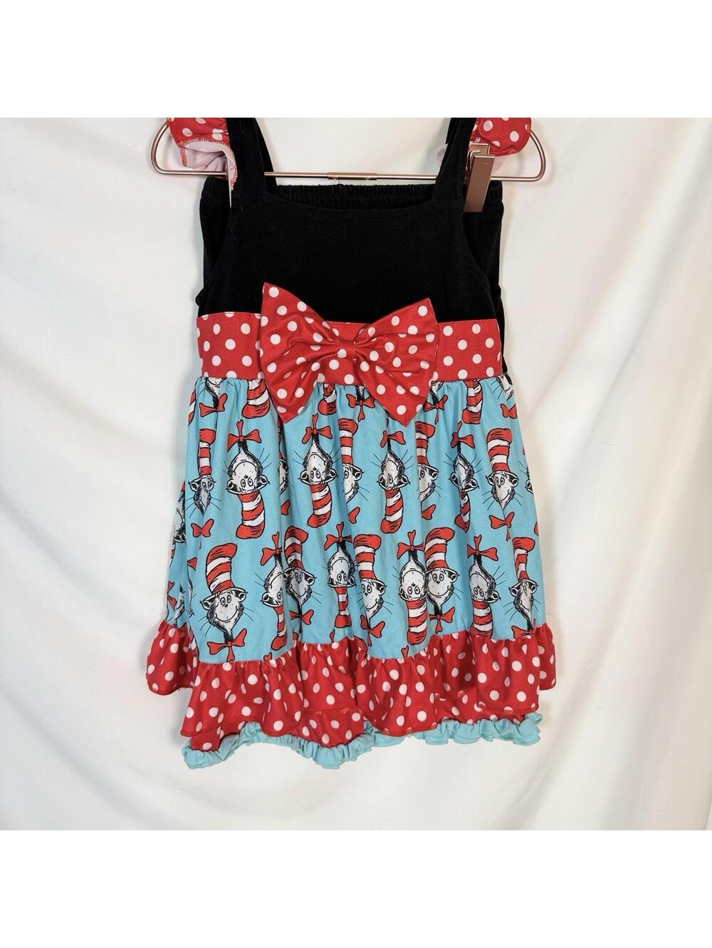 Dr. Seuss Cat in the Hat Girls Polka Dot Tunic Top & Ruffle Pants 4T